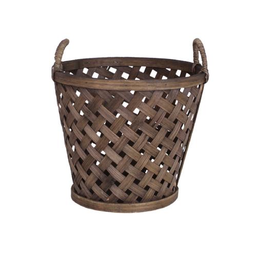 Korg med handtag - Flätad bambu - 20 x Ø23 cm - www.frokenfraken.se