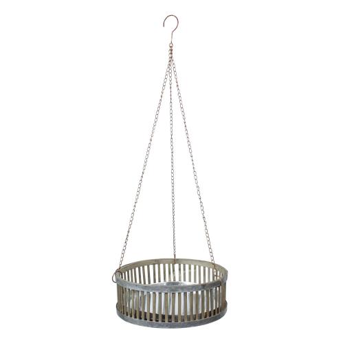 Hängande Korg - Zink/Bambu - 100 x Ø39 cm - www.frokenfraken.se
