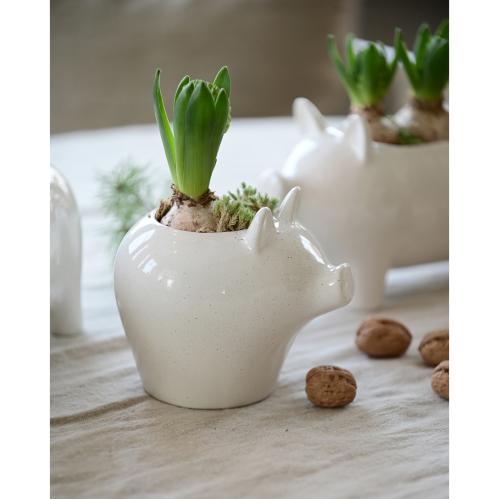 Kruka - Gris - Vit - 17 x 14 x 15 cm - www.frokenfraken.se