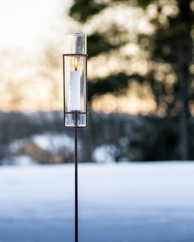 Ljusstake på pinne med glas - hög - Rost - kronljus - 120 cm - www.frokenfraken.se