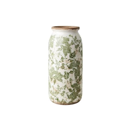 Urna M - Grön mönstrad - Ø13/14 x 31 cm - www.frokenfraken.se