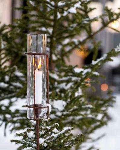 Ljusstake på pinne med glas - hög - Rost - kronljus - 120 cm - www.frokenfraken.se