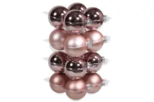 Julkula - Glas - Rosa - 8 cm - 16-pack - www.frokenfraken.se