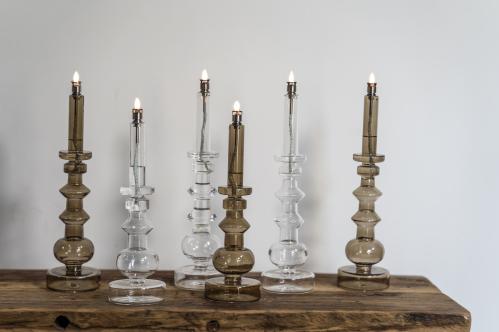 Ljusstake - Oljelampa - Glas - Champagne - 34 cm - www.frokenfraken.se