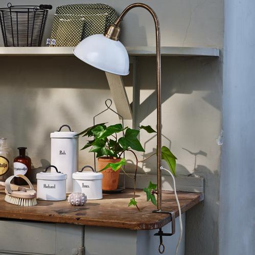 Bordslampa - Antik Vit/Mässing - 60 x Ø18 cm - www.frokenfraken.se