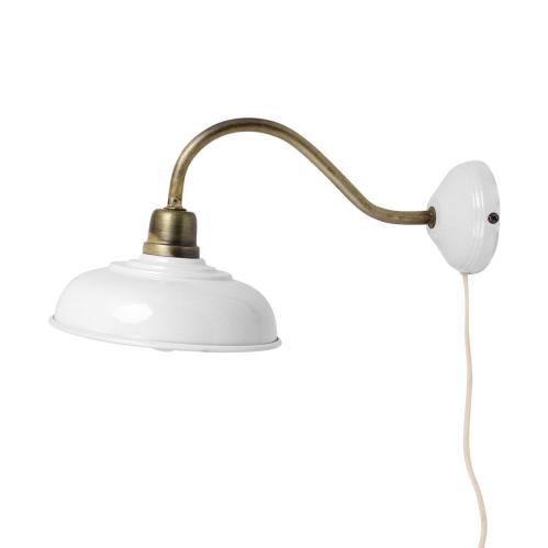 Vägglampa - Vit/Mässing - 39 x Ø20 cm - www.frokenfraken.se