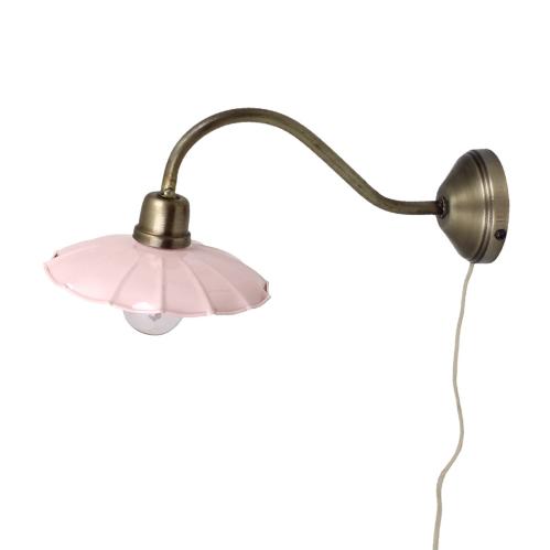 Vägglampa - Rosa/Antik mässing - 39 x Ø20 cm - www.frokenfraken.se