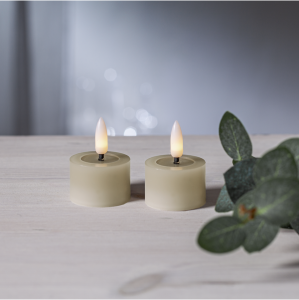 Batteriljus - Beige - LED Värmeljus - 5 cm - Flamme Flow - 2 st - www.frokenfraken.se