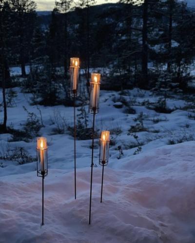Ljusstake på pinne med glas - hög - Rost - kronljus - 120 cm - www.frokenfraken.se