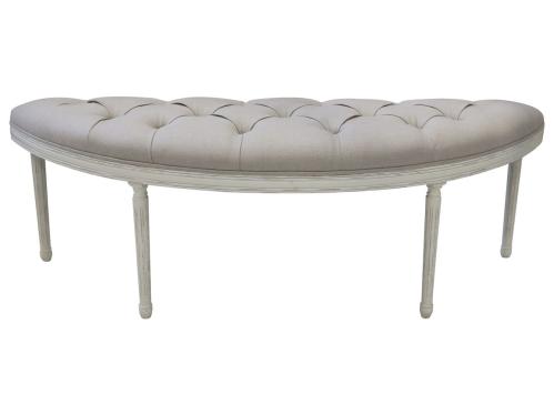 Bänk - Fransk Beige - Linnetyg med knappar - 145 cm - www.frokenfraken.se