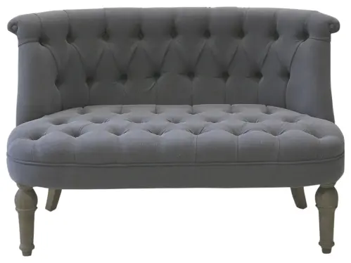 Soffa - Fransk Grå - Linnetyg med knappar - 2 sits - www.frokenfraken.se