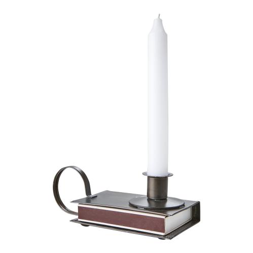 Ljusstake - Tändsticksaskhållare - Svart - 18 x 7 x 6 cm - www.frokenfraken.se