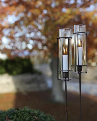 Ljusstake på pinne med glas - hög - Rost - kronljus - 120 cm - www.frokenfraken.se