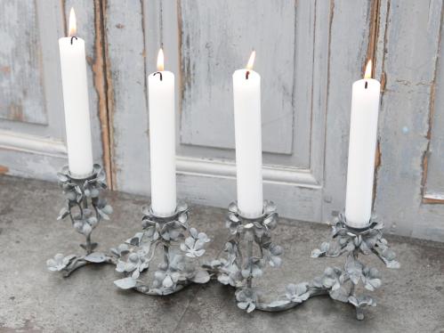 Ljusstake - Fransk med metallblommor - www.frokenfraken.se