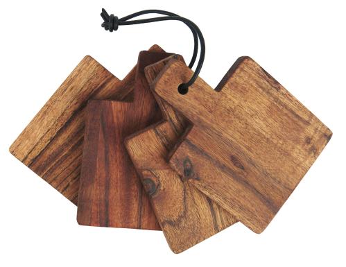 Skärbräda mini set 4 med oljad acaciaträ - 14 X 10 X 1 CM - www.frokenfraken.se