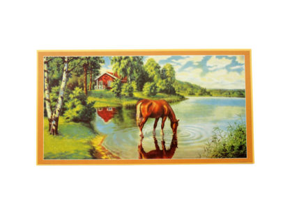 Bonad - häst dricker vatten - 39 x 21 cm - www.frokenfraken.se