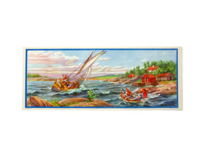 Bonad - segelbåt i vågor - 45 x 18 cm - www.frokenfraken.se