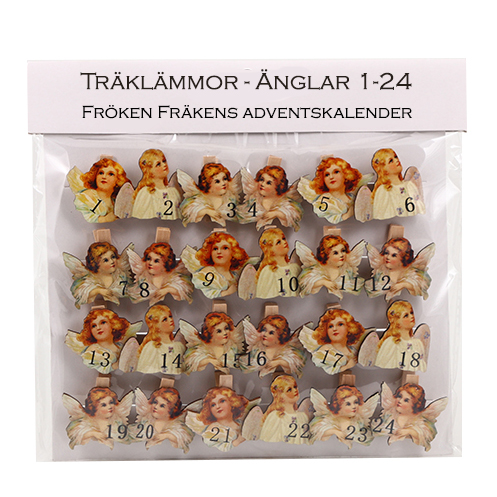 Träklämmor - Änglar 1-24 - Adventskalender Nostalgi - www.frokenfraken.se