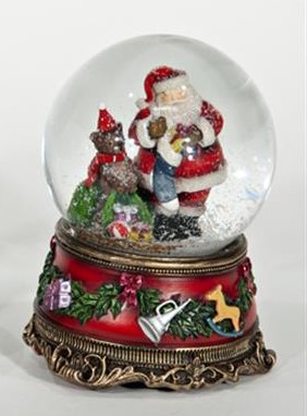 Snöglob - Speldosa - Tomte med nalle - 15 cm - www.frokenfraken.se